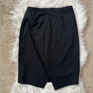 {J. Crew} Faux Wrap Wool Blend Pencil Skirt in Black - Women's 6 - NWT